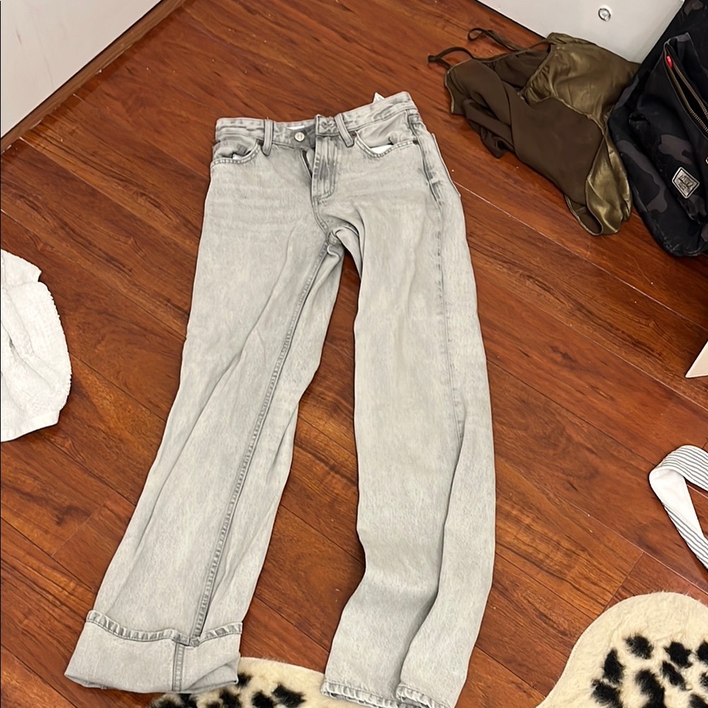 Zara Gray Straight Leg Jeans